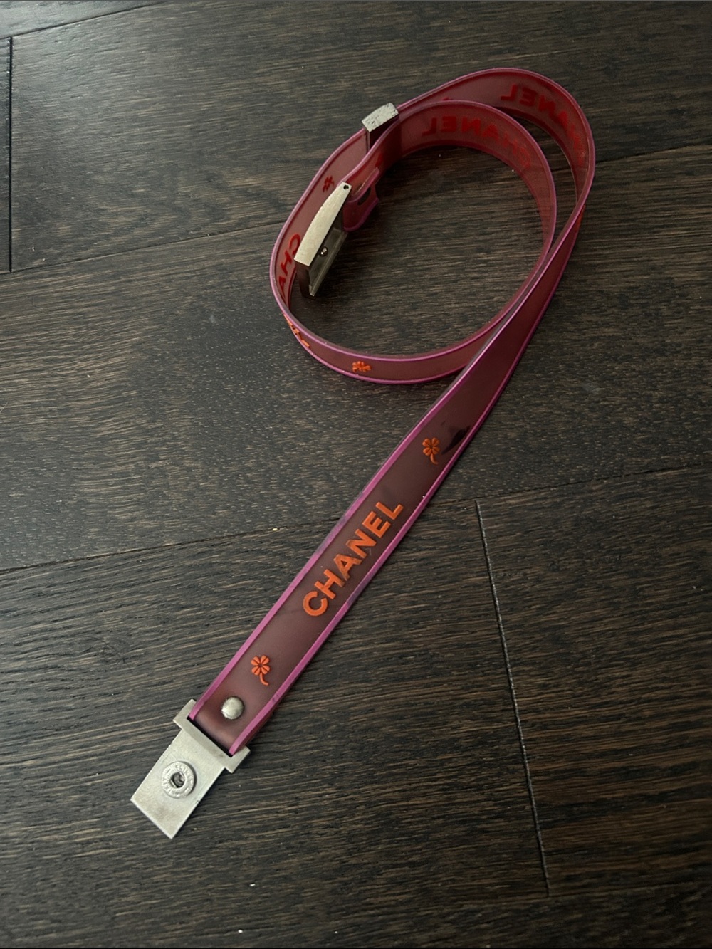 Chanel purple/orange semi-translucent belt buckle, authentic